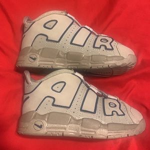 Nike Toddler Shoes 8C Air More Uptempo Limestone Brown Spell Out Logo Sneakers